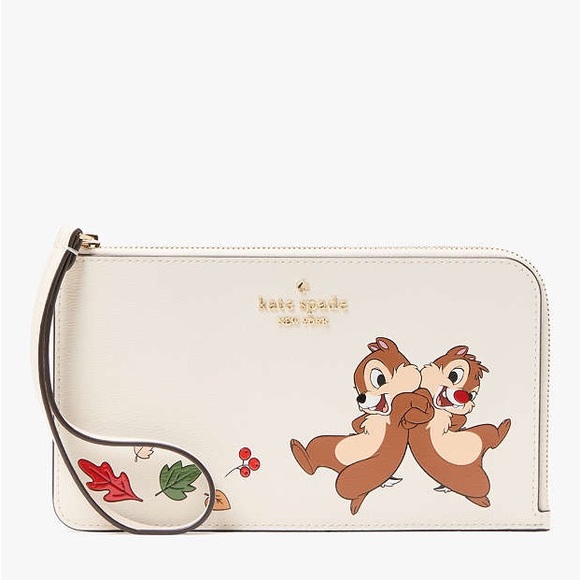 ♠️kate spade Disney X KSNY Chip N Dale Medium Wristlet, Meringue Multi NWT
